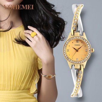 YOHEMEI 0193 Ladies Fashion Elegant Luxury Famous Quartz Watch Women Casual Alloy Strap Wristwatches - Gold - intl  