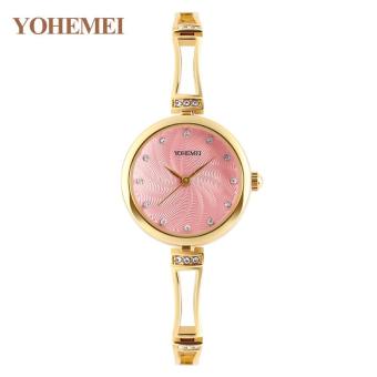 YOHEMEI Bracelet Style Ladies Quartz Watch Alloy Strap Fashion Quartz Watch 0185- Pink - intl  