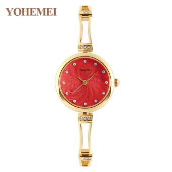 YOHEMEI Bracelet Style Ladies Quartz Watch Alloy Strap Fashion Quartz Watch 0185 - Red - intl  