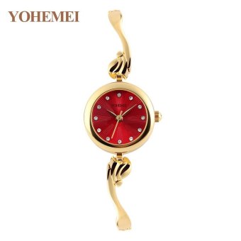 YOHEMEI Brand Luxury Watches for Women Ladies Alloy Strap Casual Quartz Watch - Red - intl  