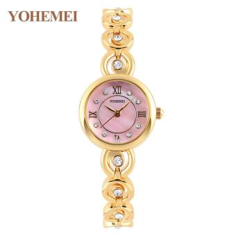 YOHEMEI Casual Ladies Watch Quartz Watch Top Luxury Brand Alloy Strap Ultra-thin Ladies Multi-color Dial Gold Table 0180 - Pink - intl  