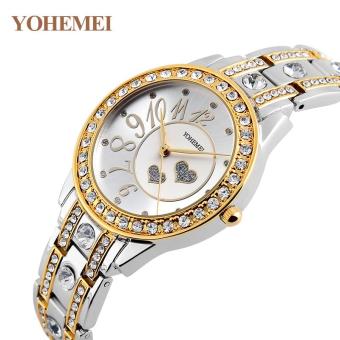 YOHEMEI Fashion Watch Women's Casual Quartz Alloy Strap Diamond Crystal Love Ladies Watch 0195 - Silver - intl  