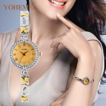 YOHEMEI Ladies Fashion Elegant Bracelet Quartz Watch Women's Classic Diamond Bracelet Watch - Gold - intl  