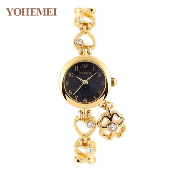 YOHEMEI Women Rhinestone Wristwatch Fashion Quartz Watches Ladies Simple Classic Rhinestone Bracelet Watch 0177 - Black - intl  