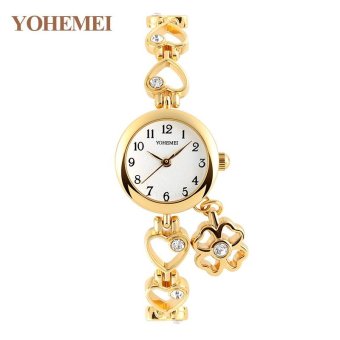 YOHEMEI Women Rhinestone Wristwatch Fashion Quartz Watches Ladies Simple Classic Rhinestone Bracelet Watch 0177 - White - intl  