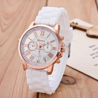 Yumite explosion in Geneva three-sided Roman numerals silicone watch GENEVA casual female watch white watch white dial - intl  