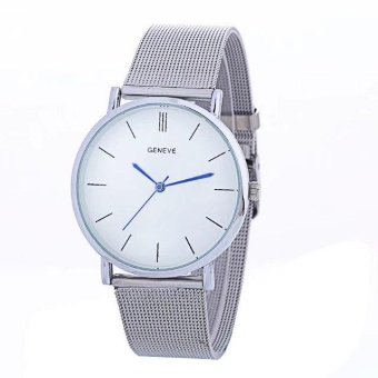 Yumite Selling Stylish Men's Watch New Band Ladies Watches Alloy Geneva Quartz Watch Round Dial Silver Strap Silver Dial - intl  