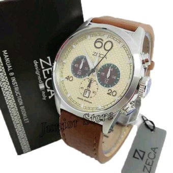 Zeca - ZC240 - Jam Tangan Pria - Leather Strap - Coklat Cream  