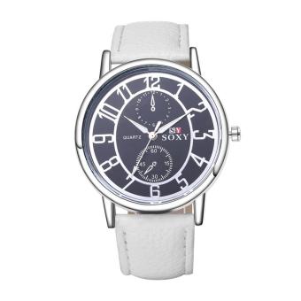 ZUNCLE Men Casual White Leather Band Quartz Wrist Watch (White)  