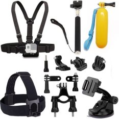 9 In 1 Head Chest Strap+Extendable Handle Monopod+180 Car Suction Cup Mount Holder+Floating Handle Grip+Surface J-Hook+ 3 Way Bike Handlebar Mount Holder+Quick-Release Buckle+Tripod Mount Adapter for Go Pro Accessories Set Go Pro Hero 4/3+/3/2 - INTL
