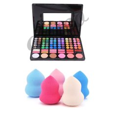 AIUEO Palette Makeup Kit Set Box 78 Colour - Kotak Kosmetik Eyeshadow BlushOn Lipstick Shading Bundling Spon Beauty Blender Foundation Pnuff 1 pcs