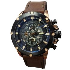 Alexandre Christie AC6416MC Jam Tangan Pria Strap Leather Hitam Rose Gold