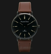 Alexandre Christie - Alexandre Christie Jam Tangan Wanita - Black LeatherBrown - 8492