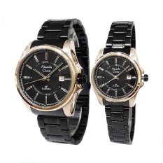 Alexandre Christie Classic Steel Couple Series 8502LMDBBRBA Jam Tangan Pasangan - Black & Rose Gold