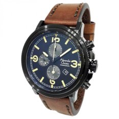 Alexandre Christie Jam Tangan Pria - 6430 - AC 6430 - Full Black - Leather Coklat - Anti Air - Fashion