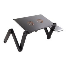 Aluminium Portable with Cooler Big Fan Mousepad - Meja Laptop (Hitam)