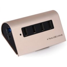 Aluminum Alloy Casing 4 Ports USB3.0 Hub for PC Laptop Mobile Phone (GOLDEN)