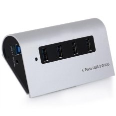 Aluminum Alloy Casing 4 Ports USB3.0 Hub for PC Laptop Mobile Phone (SILVER)