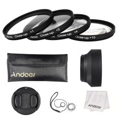 Andoer 49mm Close-up Macro Lens Filter Set(+ 1 +2 +4 +10) with Lens Accessories(Lens Pouch/Collapsible Lens Hood/Lens Cap/Lens Cap Holder/Cleaning Cloth) - Intl