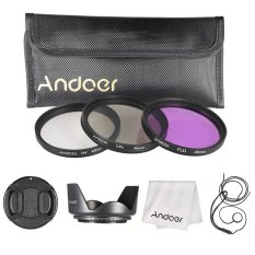 Andoer 49mm Filter Kit (UV/CPL/FLD)/Nylon Carry Pouch/Lens Cap/Lens Cap Holder/Lens Hood/Lens Cleaning Cloth - Intl