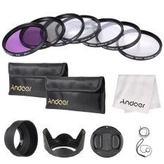 Andoer 58mm UV/CPL/FLD/Close-up(+1+2+4+10) Lens Filter Kit with Carry Pouch/Lens Cap/Lens Cap Holder/Tulip & Rubber Lens Hoods/Lens Cleaning Cloth - Intl