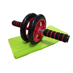 Anekaimportdotcom Double Wheel Gym / AB Roller Fitnes Exerciser / Yoga Roller / Pilates Roller - Hijau