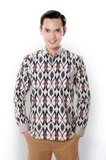 Balin Batik Slim Fit Pria Cream Hitam Lengan Panjang