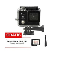 Bcare Action Camera U-1 12 MP FHD 1080P - Hitam + Gratis MicroSD 8 GB + Monopod