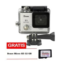 Bcare Action Camera U-1 12 MP FHD 1080P - Silver + Gratis MicroSD 32 GB Class 10