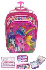 BGC 5 Dimensi Gambar Rubah Rubah My Little Pony 4 Kantung Timbul IMPORT Tas Troley Anak Sekolah SD + Lunch Bag Aluminium Tahan Panas - Flower Motif