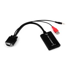 Black VGA Input to HDMI Output Adapter Video Converter Adapter AV TV Cable