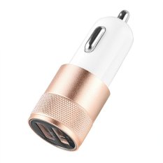 Bluelans Car Charger Adaptor Bullet Dual USB 2 Port for iPod iPhone 5 5S Samsung HTC Golden - Intl