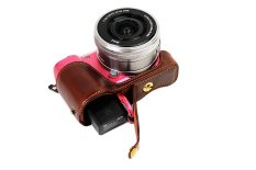 Bottom Opening Version Protective PU Leather Half Camera Case Bag Cover with Tripod Design for Sony ILCE5100 a5100 Camera with Hand Strap (Dark Brown) (Intl)
