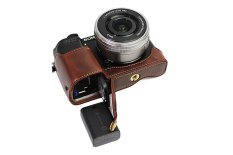 Bottom Opening Version Protective PU Leather Half Camera Case Bag Cover with Tripod Design for Sony ILCE6300 a6300 Camera with Hand Strap (Dark Brown) (Intl)