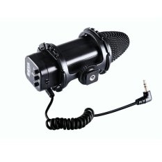 BOYA BY-V02 Stereo Condenser Microphone with Windshield for DSLR Cameras Camcorders Video Shooting Audio Recorders (Black) (Intl)
