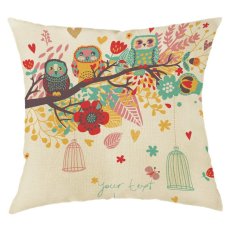 BUYINCOINS Cartoon Cotton Printed Home Decorative Pillow Cover Pillowcase 45*45 Owl