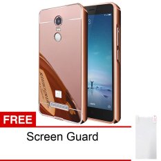 Calandiva Xiaomi Redmi Note 3 Mirror Backcase with Metal Bumper - Rose Gold + Gratis Screenguard