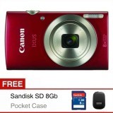 Canon Camera Ixus 175 - 20MP - 8x Optical Zoom - Merah + Gratis SD Card 8Gb & Case