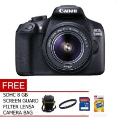 Canon EOS 1300D Kit EF-S 18-55 IS II - 18MP - Hitam + Gratis Screen Guard + Memory Card + Tas Kamera + Filter