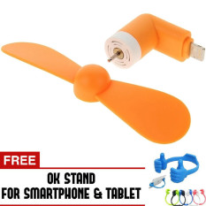Cantique - Kipas Angin Portable Iphone 5/6/6 Plus/iPad Air - Mini USB Fan - Jingga + Gratis OK Stand