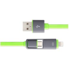 Case 2 in 1 Duo Magic Cable Lightning and Micro USB Cable for Android / iOS - Split Back Model - Green