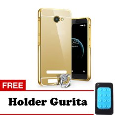 Case Andromax A Bumper Mirror Slide - Emas + Free Holder Gurita