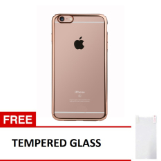 Case iphone 5/5S/SE Softcase List Chrome- Rose Gold+ Gratis Tempered Glass