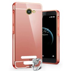 Case Metal for Smartfren Andromax A Aluminium Bumper With Mirror Backdoor Slide - Rose Gold