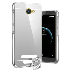 Case Metal for Smartfren Andromax A Aluminium Bumper With Mirror Backdoor Slide - Silver