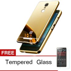 Case Mirror Aluminium Bumper with Slidding For Xiaomi Redmi Note 3 - Emas + Gratis Tempered Glass