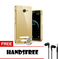 Case Smartfren Andromax A Bumper Mirror Slide - Emas + Free Hansfree