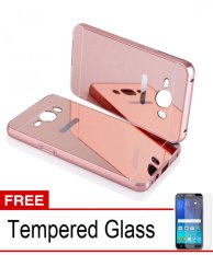 Casing Metal Bumper Mirror for Samsung Galaxy J1 Ace - Black + Free Tempere Glass