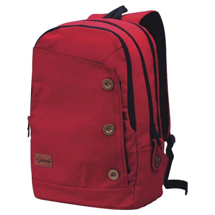 Catenzo Tas Ransel Canvas Laptop - Merah + Gratis Rain Cover