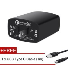 CHOETECH Qualcomm Quick Charge 3.0 Travel Charger with USB Type C Cable For LG G5 / HTC 10 and Other QC 3.0 Supported Phones
